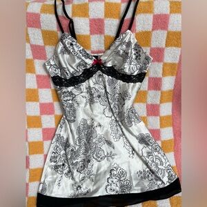 Y2K APT9 Intimates Babydoll Lingerie - B&W Floral | Sz: S
